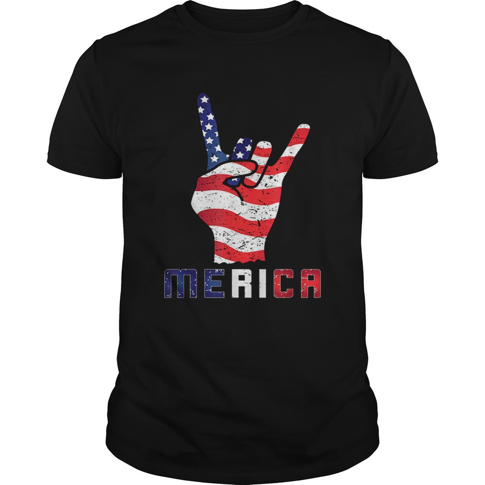 Merica Rocks Usa Flag 4Th Of July Outfit Shirt